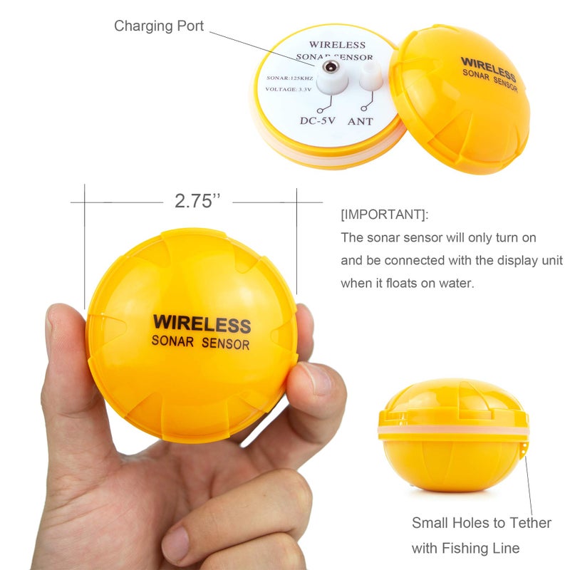 Venterior Portable Rechargeable Fish Finder Wireless Sonar Sensor Fishfinder Depth Locator with Fish Size, Temperature, Bottom Contour, Color Display - Image 4